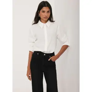 Mint Velvet White Cotton Blend Pearl Collar Shirt